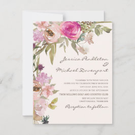 Convite Casamento Floral Boho Blush Rosa Lavanda