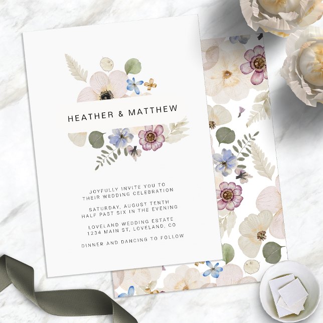 Convite Casamento Floral Boho Chic Moderno (Boho Chic Modern Floral Wedding Invitation by Painted Paperie
)
