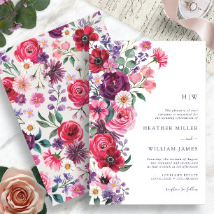 Convite Casamento Floral Boho Colorido