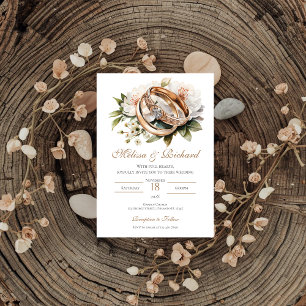 Convite Casamento Floral Boho com aliança