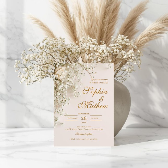 Convite Casamento Floral Boho Elegante (Criador carregado)