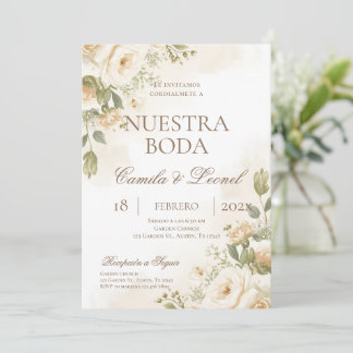 Convite Casamento Floral Boho em Espanhol