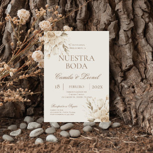 Convite Casamento Floral Boho em Espanhol