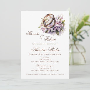 Convite Casamento Floral Boho Espanhol com anel