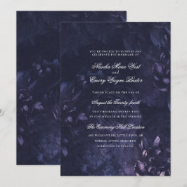 Convite Casamento Floral Boho Gótico Roxo Escuro