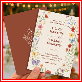 Convite Casamento Floral Boho Laranja Queimada Terracota