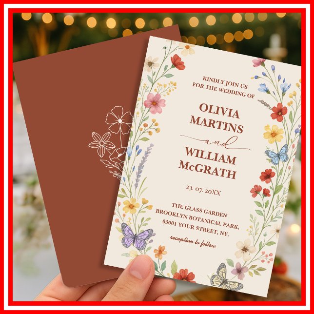 Convite Casamento Floral Boho Laranja Queimada Terracota (Criador carregado)