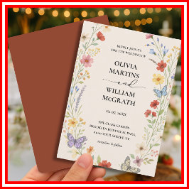Convite Casamento Floral Boho Laranja Queimada Terracota
