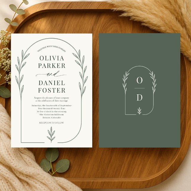 Convite Casamento Floral Boho Marfim Verde Salvia Minimali (Criador carregado)
