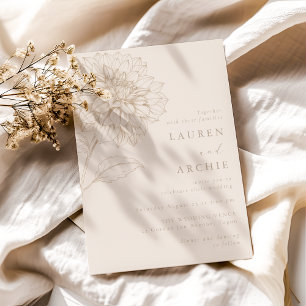 Convite Casamento Floral Boho Marfim Vintage