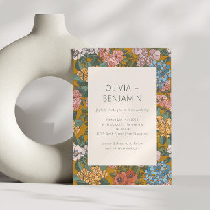 Convite Casamento Floral Boho Moderno Amarelo Verde Terros
