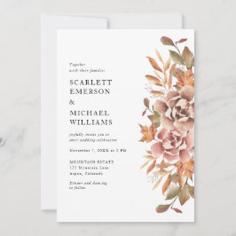 Convite Casamento Floral Boho Moderno de Outono