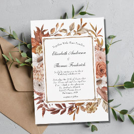 Convite Casamento Floral Boho Moderno Terracota Outono