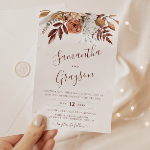 Convite Casamento Floral Boho Neutro Rústico