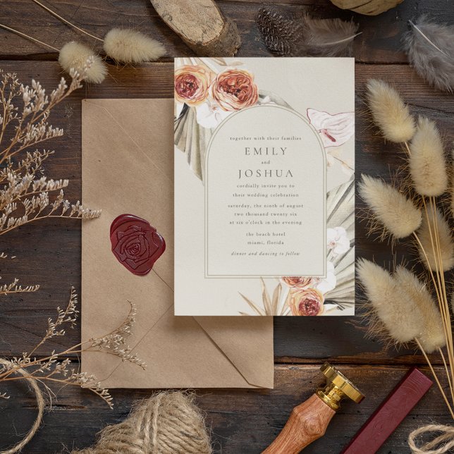 Convite Casamento Floral Boho Outono Digital (Criador carregado)
