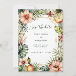 Convite Casamento floral boho palmeiras Havaí Tropical