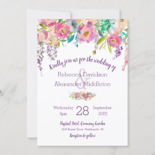 Convite Casamento Floral Boho Pastel