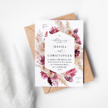 Convite Casamento Floral Boho Pink Pampas Grass<br><div class="desc">Encontrem seus convidados para o casamento com seus Convidados de Casamento Floral Boho Bohemian Pampas Grass.</div>