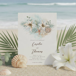Convite Casamento Floral Boho Praia Tropical