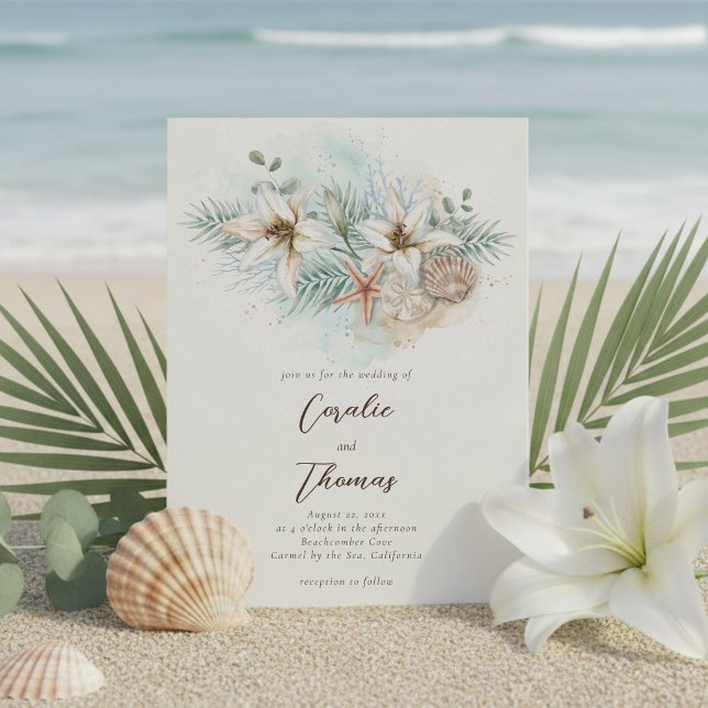 Convite Casamento Floral Boho Praia Tropical (Criador carregado)