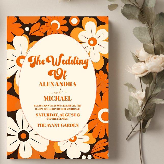 Convite Casamento Floral Boho Retro (Criador carregado)