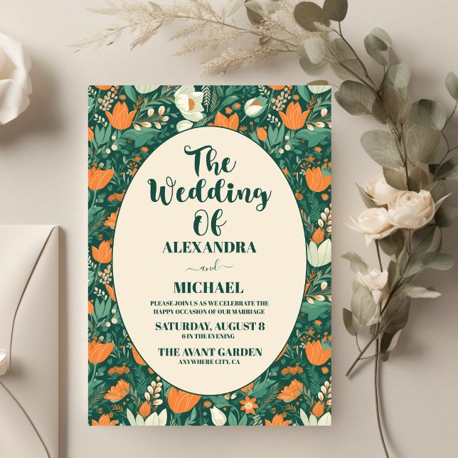 Convite Casamento Floral Boho Retro  (Criador carregado)