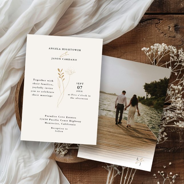 Convite Casamento Floral Boho Simples Moderno  (Criador carregado)