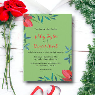 Convite Casamento Floral Boho Summer Boho Rosa vermelha Sa