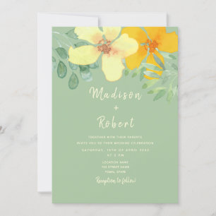 Convite Casamento Floral Boho Verde Sage