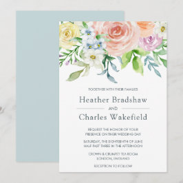 Convite Casamento Floral bonito Pastel Watercolor