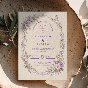 Convite Casamento Floral Borboleta Lilás