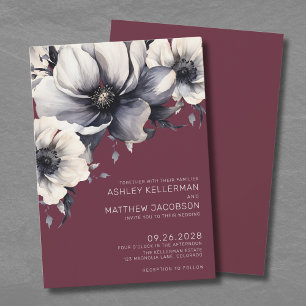 Convite Casamento Floral Borgonha