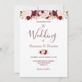 Convite Casamento Floral Borgonha