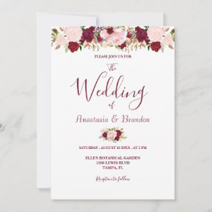 Convite Casamento Floral Borgonha