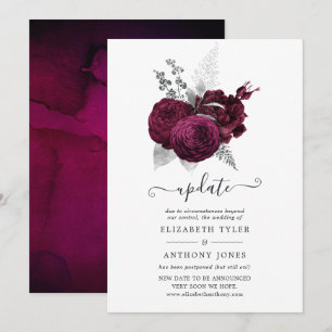 Convite Casamento Floral Borgonha e Prata