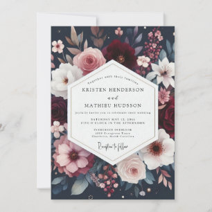 Convite Casamento Floral Borgonha em Flor