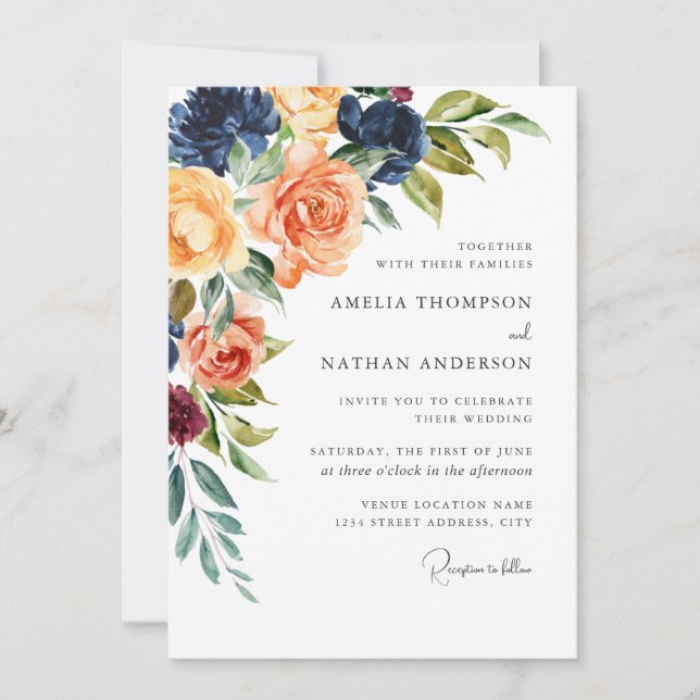 Convite Casamento Floral Botânico (Frente)