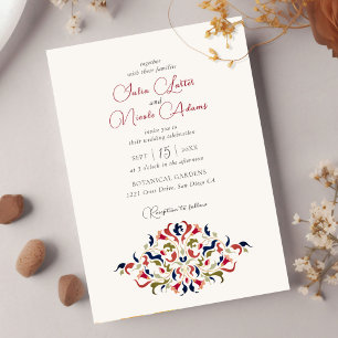 Convite Casamento Floral Botânico Artístico de Luxo Paisle