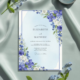 Convite Casamento Floral Botânico Azul