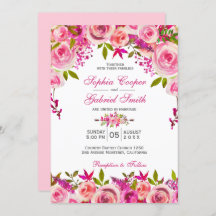 Casamento Floral Botânico de Fúchsia Rosa Rosa Chi