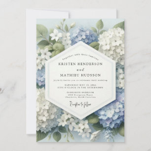 Convite Casamento Floral Botânico de Hortênsia Azul