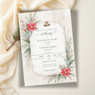 Convite Casamento Floral Botânico de Inverno Rústico em Ma