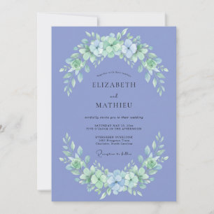 Convite Casamento Floral Botânico de Periwinkle