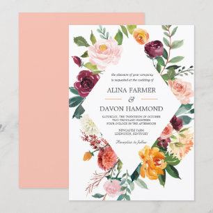 Convite Casamento floral botânico do quadro de Tuscan