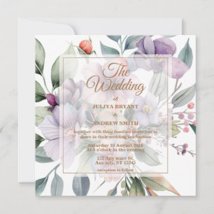 Convite Casamento floral botânico Elegante