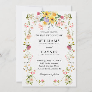 Convite Casamento Floral Botânico Elegante com Verdura