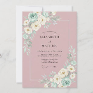 Convite Casamento Floral Botânico Elegante Malva