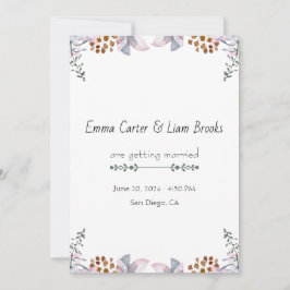 Convite Casamento Floral Botânico em Aquarela Elegante