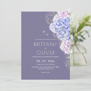 Convite Casamento Floral Botânico Moderno Lavanda & Branco