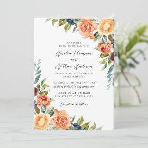 Convite Casamento Floral Botânico Multicolorido